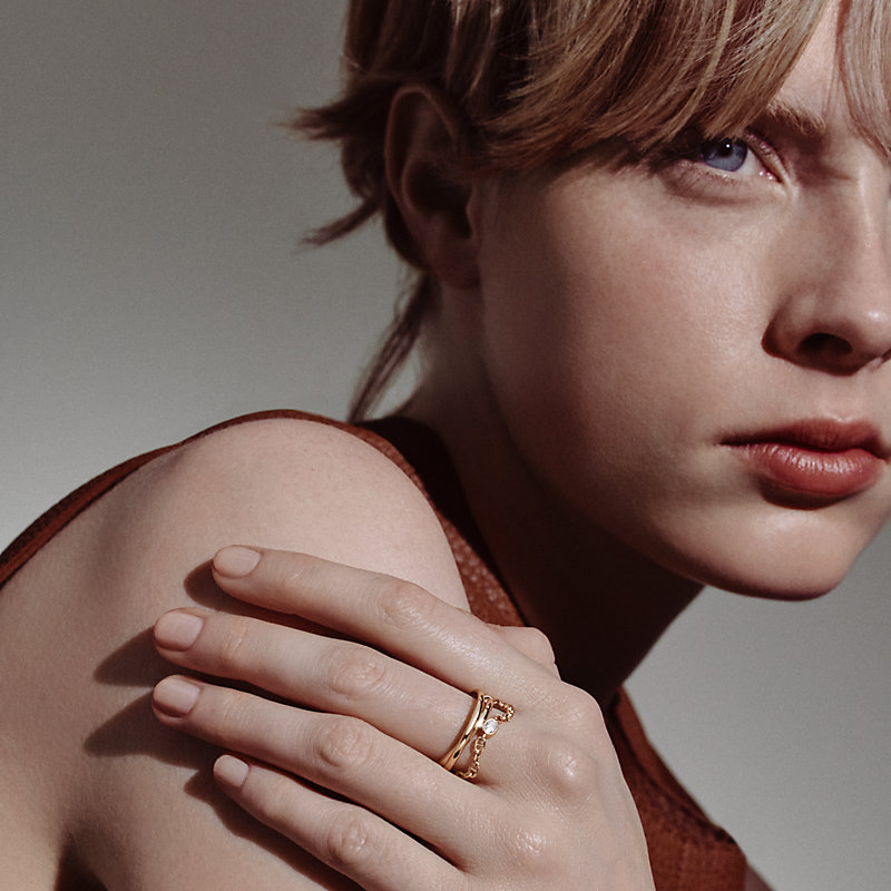 Chaine d'ancre Chaos Nano ring - Yellow gold | Hermès USA